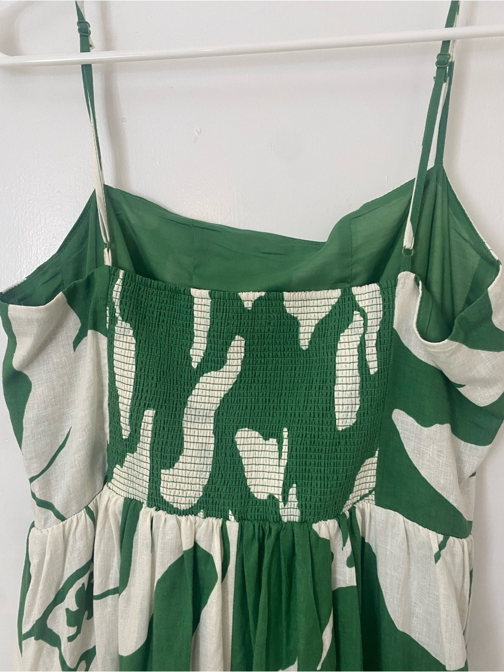 Green & White Linen-Blend Floral Print Midi Dress - Picture 9 of 11